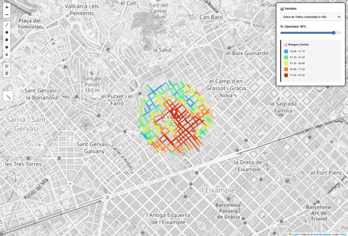 El mapa interactivo abierto en el navegador, con su selector de variable